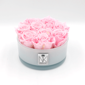 Infinity Rosen in Glasschale - Bridal Pink